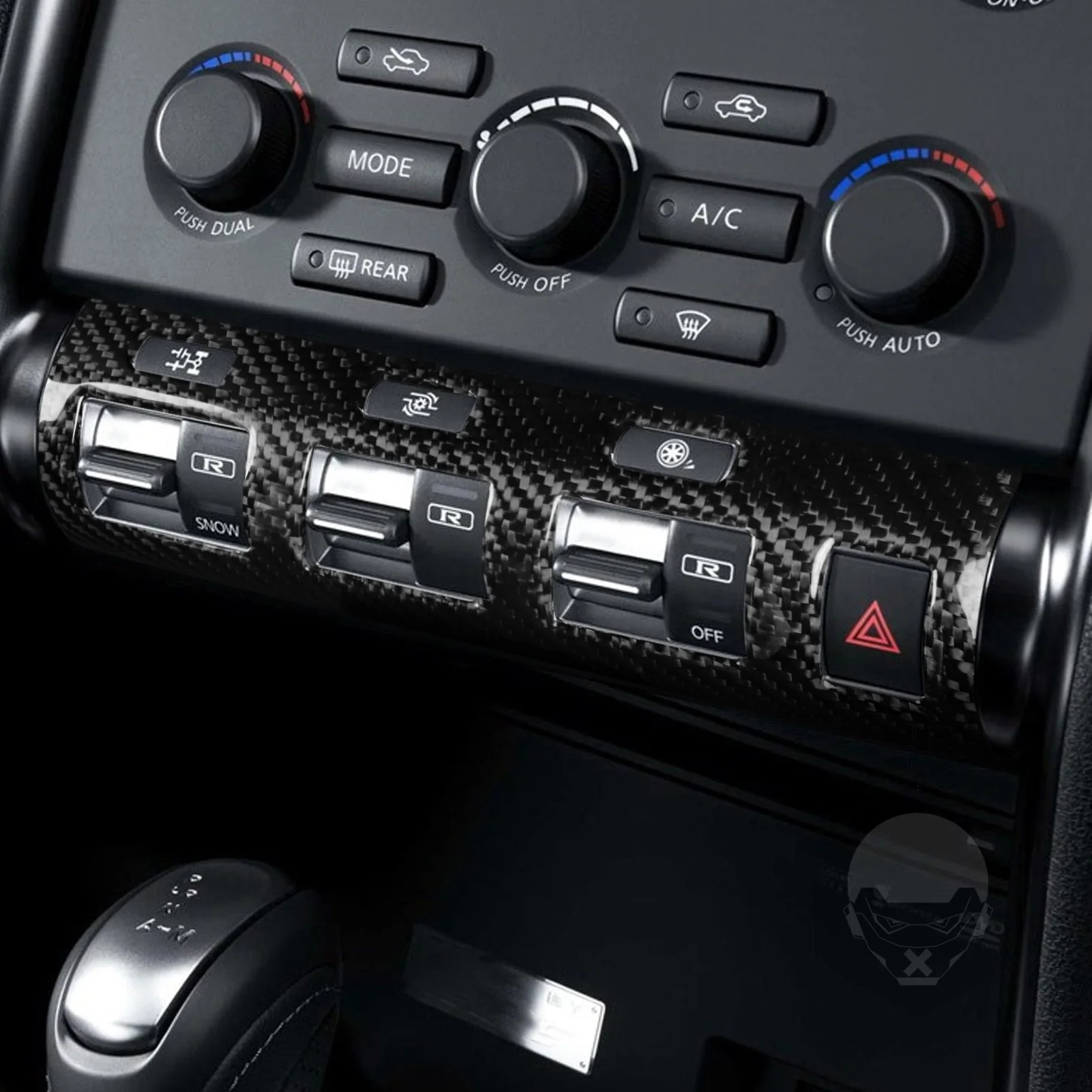 Car Center Warning Light Button Frame Panel Decoration Real Carbon Fiber Accessories Modification For Nissan GTR R35 2008-2016