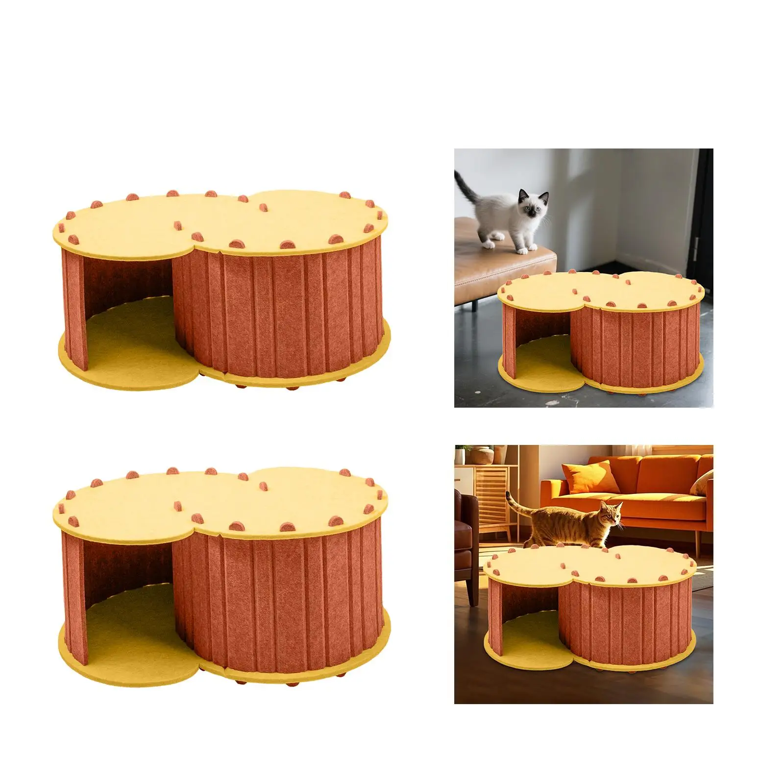 Cat Tunnel Bed Indoor Breathable Removable Cover Comfortable 2 Hole Cat Cave