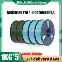 SUNLU 5KG AntiString PLA/ High Speed PLA Filaments 5Rolls 3D Filament 1KG/roll 1.75mm 100% Filament Lines Up Neatly For 3D Print