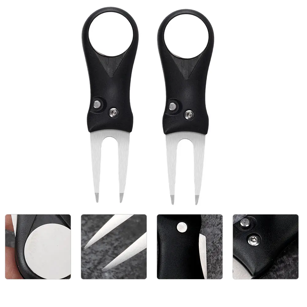 

Stainless Steel Golf Divot Repair Tool Foldable ABS H Magnet Marker Portable Durable Fork Training Golfs Grass Fixer