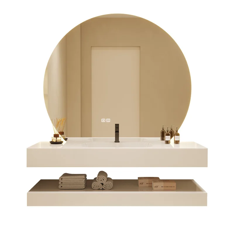 Premium Sintered Stone Vanity Seamless Ceramic One-Piece Basin Bathroom Cabinet Combo Hand Wash Face Sink Counter Furniture