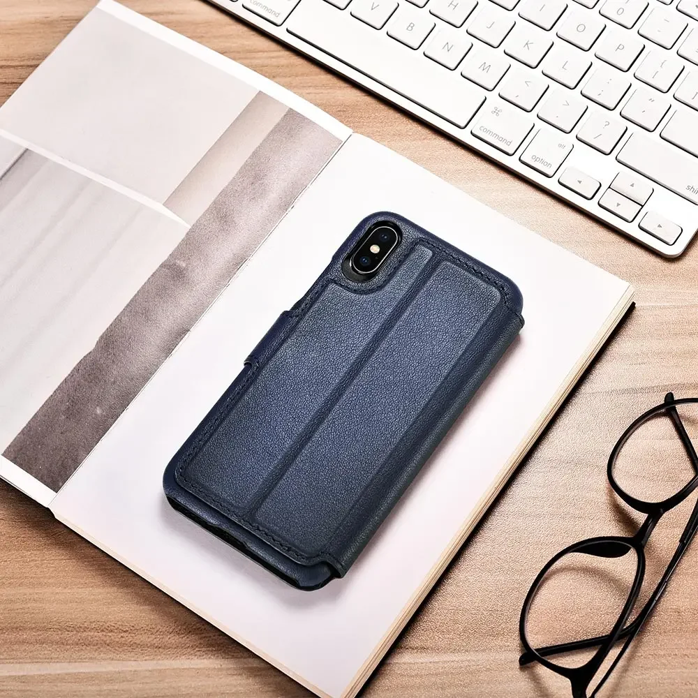 Case for iPhone X/XS Distinguished Series Real Cowhide Nappa Leather Detachable 2 in 1 Wallet Folio Case