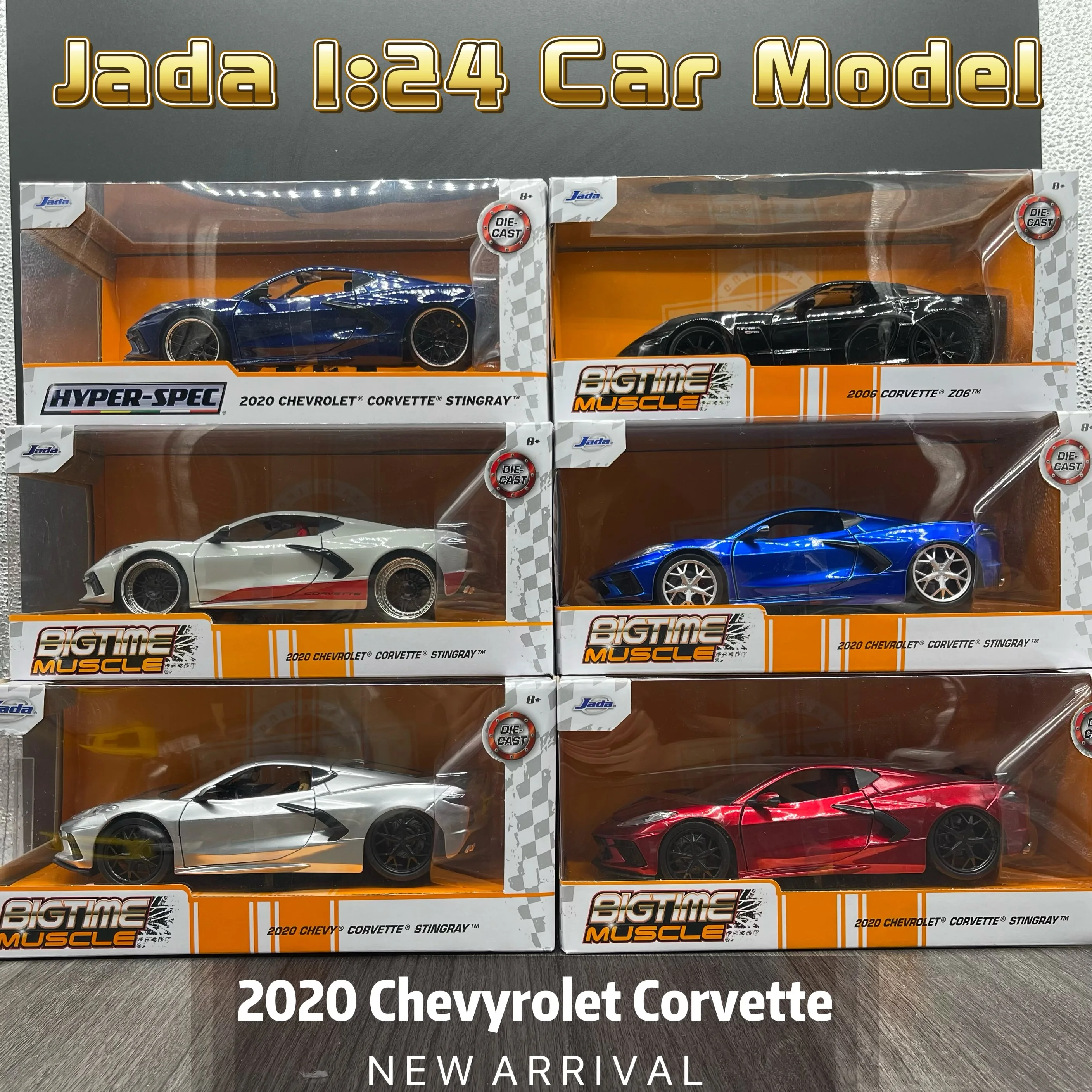 

Jada Toys Big Time Muscle 1:24 2020 Chevrolet Corvette Stingray Die Cast Car Candy Blue Red Black White Toys for Kids and Adults