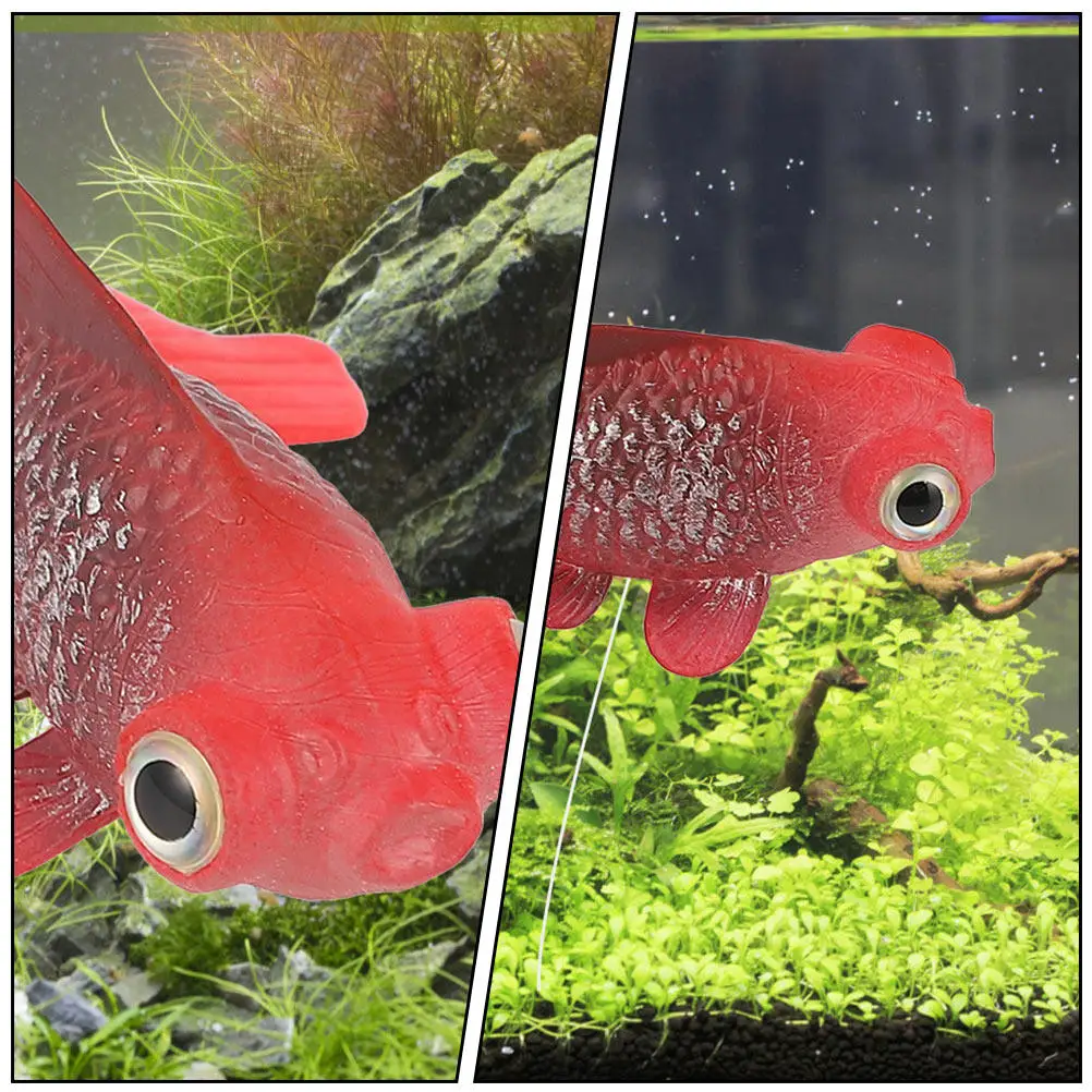 

2 шт. Премиум-класса, реалистичные силиконовые флуоресцентные золотые рыбки, искусственные украшения для аквариума, имитация рыбок, новинка