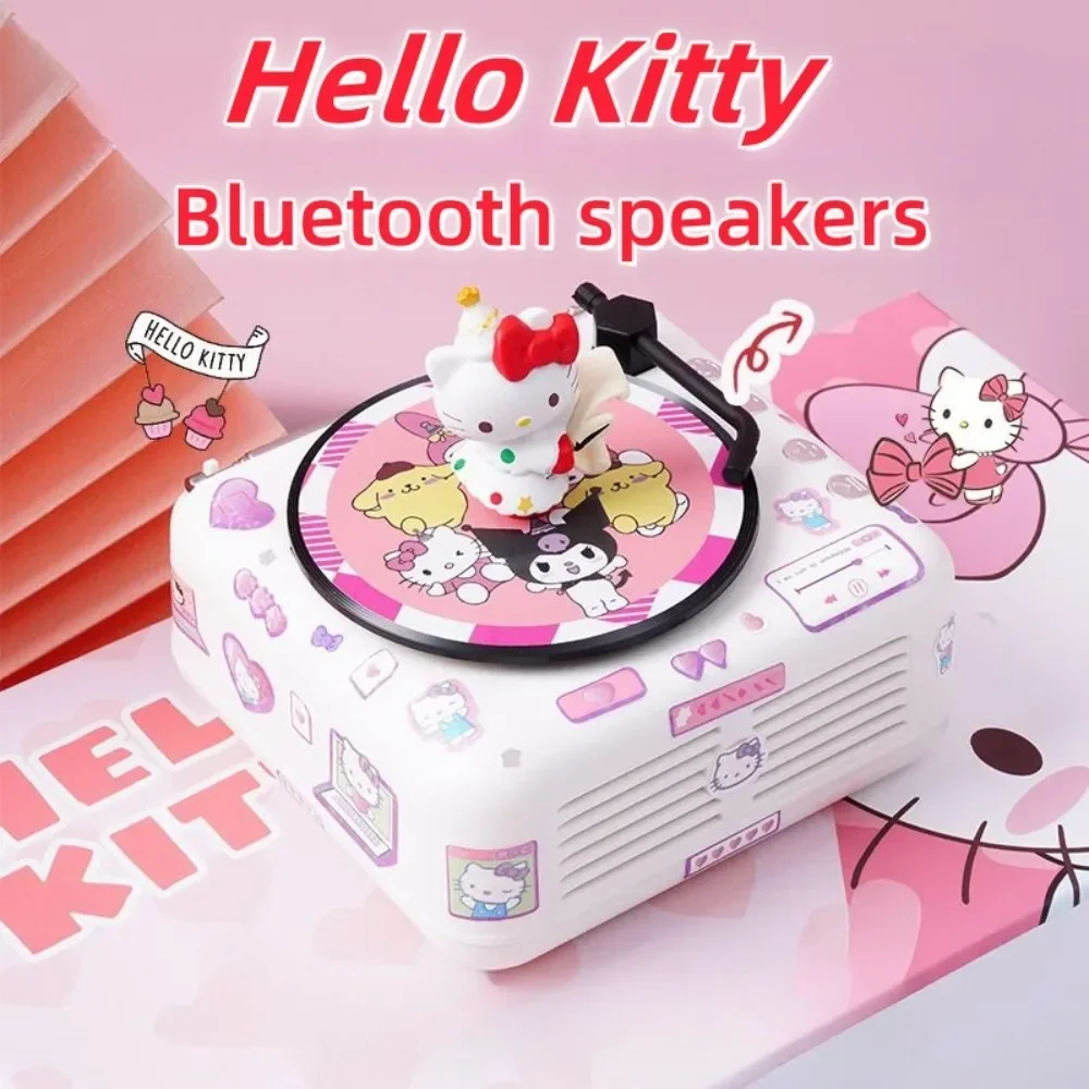 Sanrio Hello Kitty My Melody Cinnamoroll Kuromi Altavoz Bluetooth, personaje de Anime Kawaii, accesorio, reproductor de registro, regalo para niña