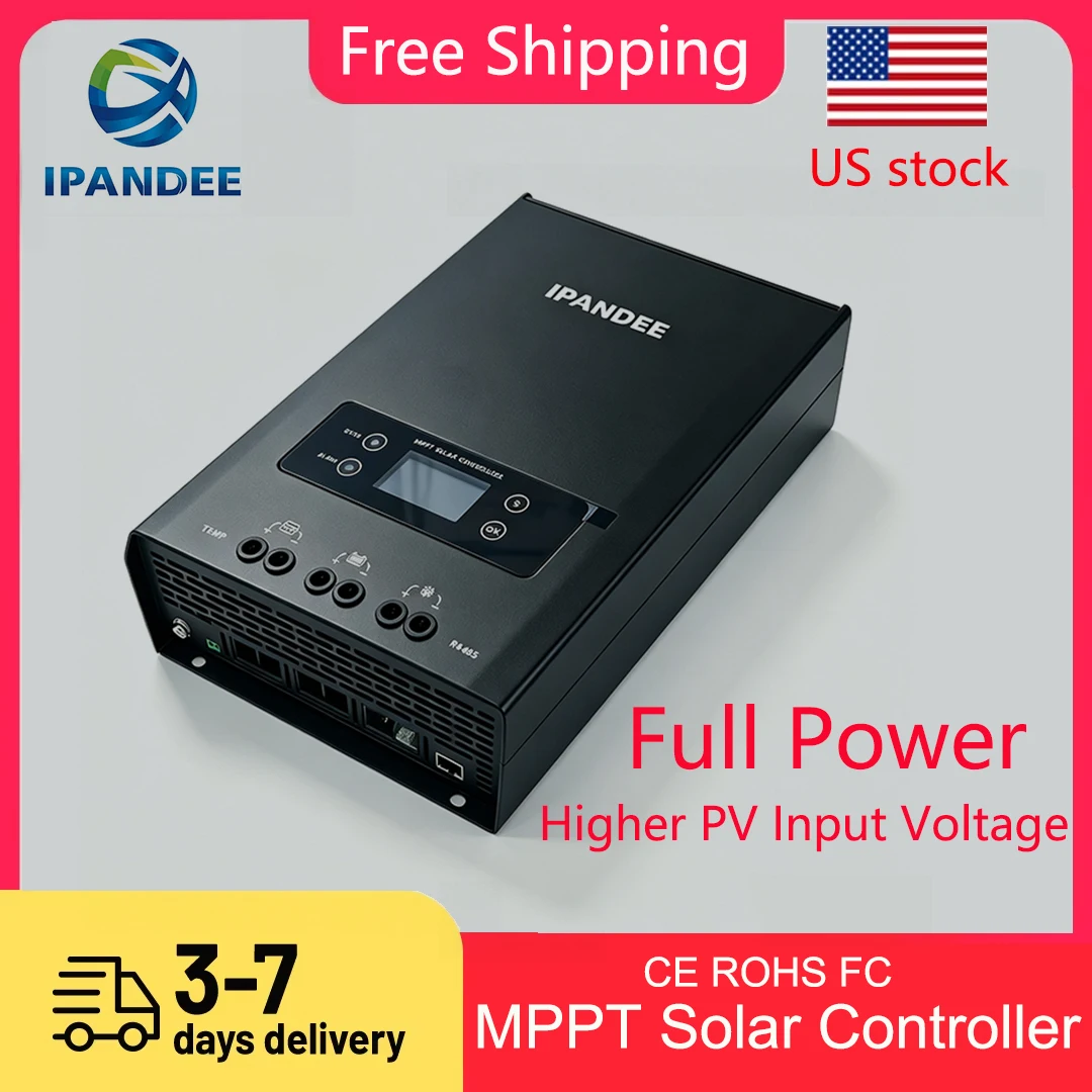 Ipandee 60A MPPT Max Input 200V Solar Charge Controller, 12V/24V/36V/48V Auto Solar Charger, APP PC Monitoring RS485 Lithium Battery Activation