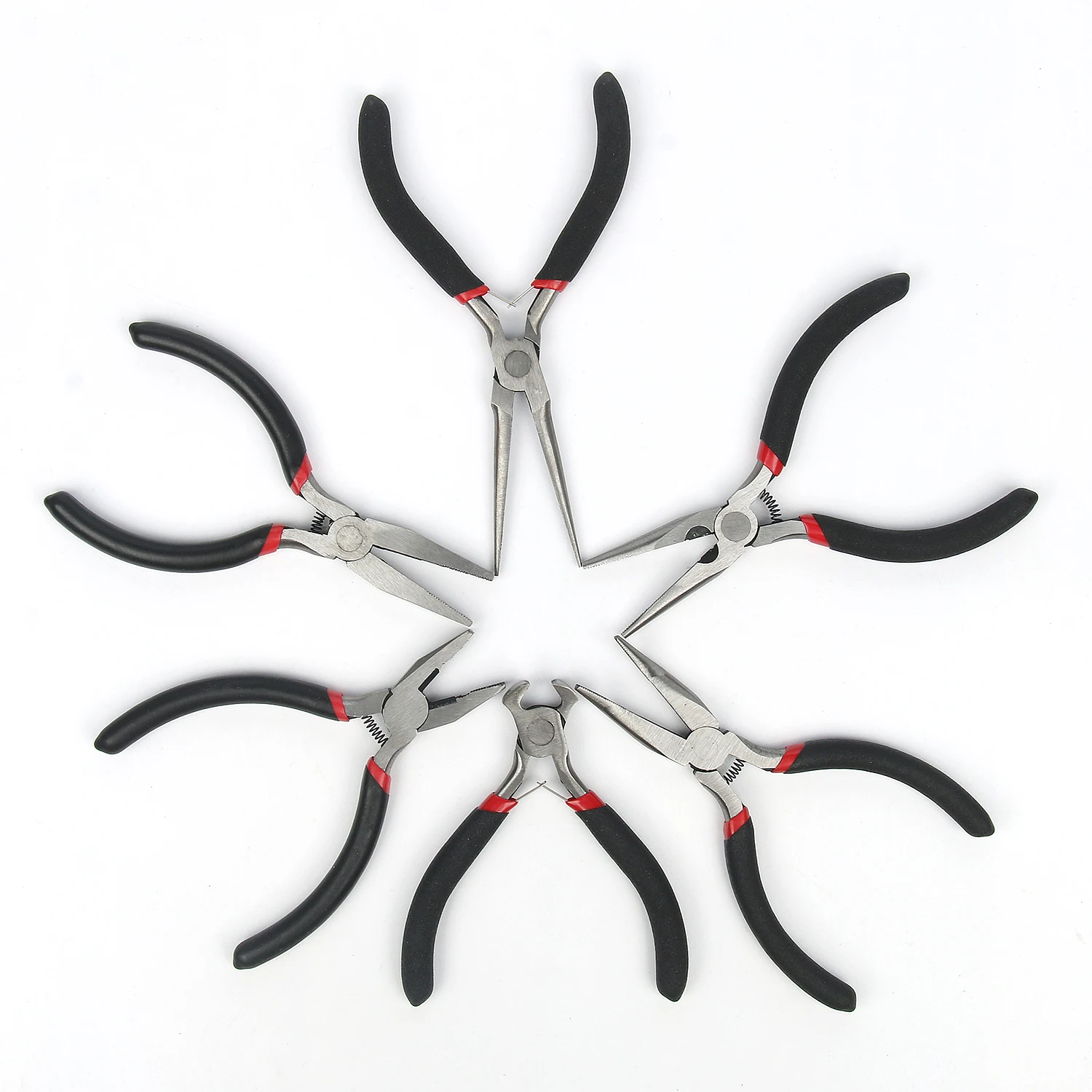 5 Styles Portable Black Metal Mini Jewelry Pliers Cutter Chain Bent Nose Making Beading For Jewelry Making Tool Kit for DIY