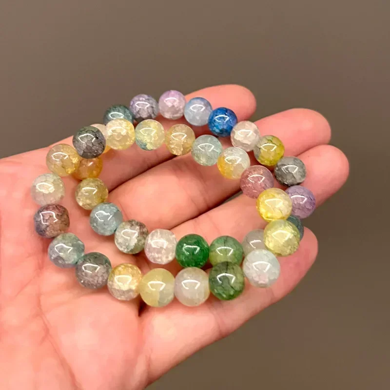 Crystal Colorful Bracelets Natural Stone Quartz Amethyst Fluorite Beaded Sweet Reiki Healing Energy Strand Bangles Jewelry Gifts