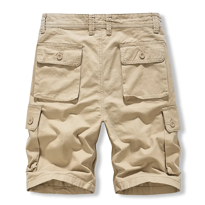 

Multi-pockets Cargo Short Men Summer Casual Mid-waist Knee Length Sports s s 100% Cotton Breathable Leisure