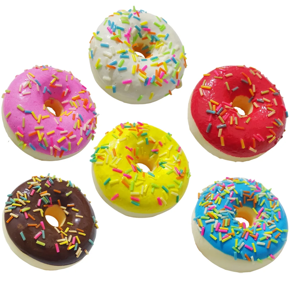 6 Pcs Simulation Donut Pendant Fake Donuts Toys Cake Wedding Pu Artificial Models Child