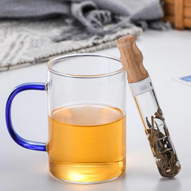 Glass Tea Infuser Creative Pipe Transparent Tea Drain Heat Resistant Spice Herb Universal Tea Strainer Teaware Tool Accessories