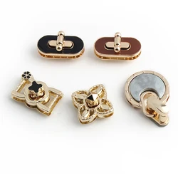 1PC Bag flower rectangular twist lock Leather craft handbag bag decorative lock Zinc alloy turn lock hardware accessories