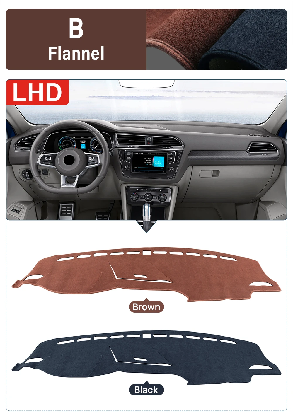 Für Volkswagen VW Tiguan MK2 R-Line 2016 2017 2018 2019 2020 2021 2022 2023 Auto Dashboard Matte Sonnenschutz Abdeckung Zubehör – Detail 6