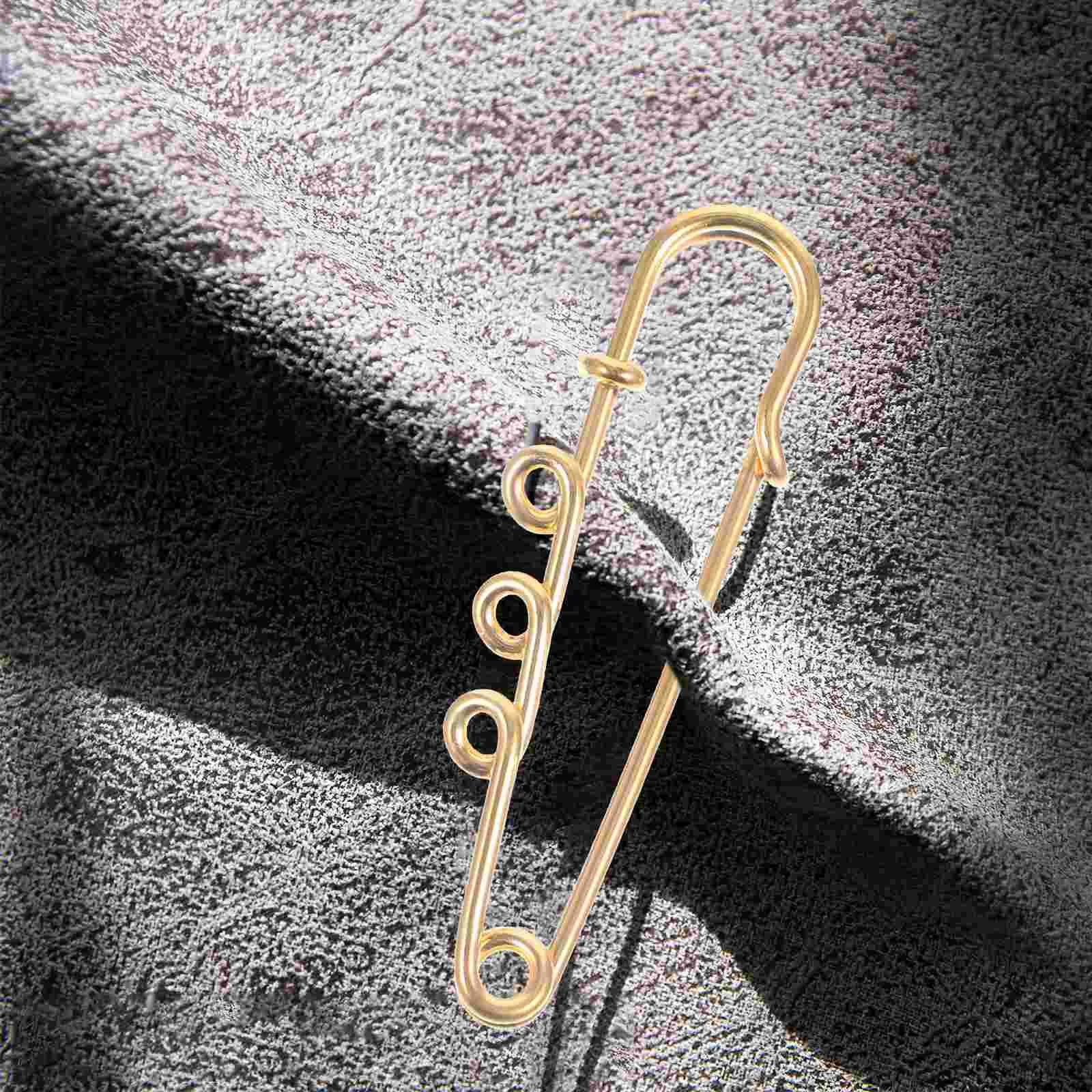 50 Pcs Jewlery 3-Hole Safety Pin DIY Clothes Alloy Brooch Pins Jewelry Golden Decorative