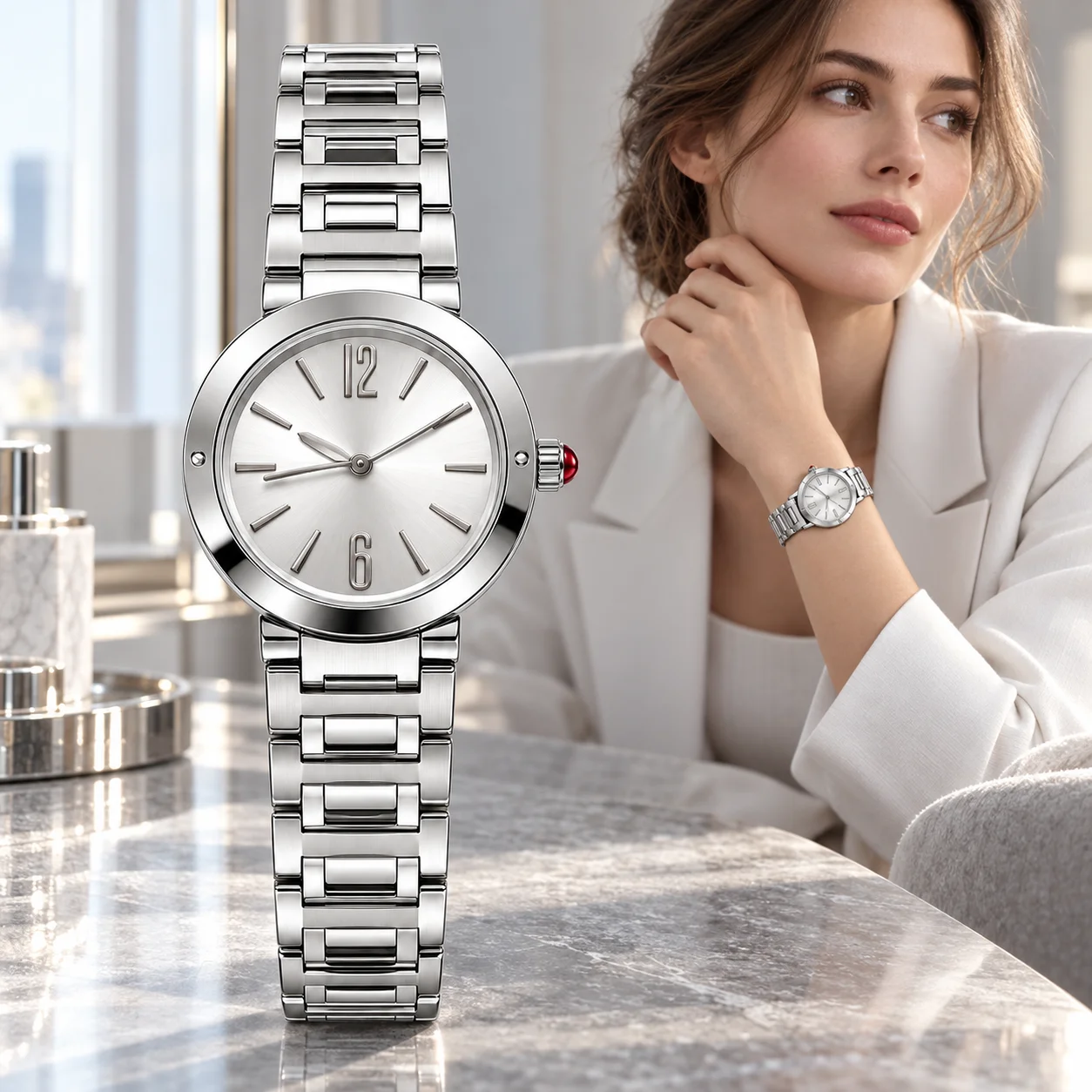 Ladies Wristwatches Quartz Watch Women 904L Stainless Steel Case/Strap Customized