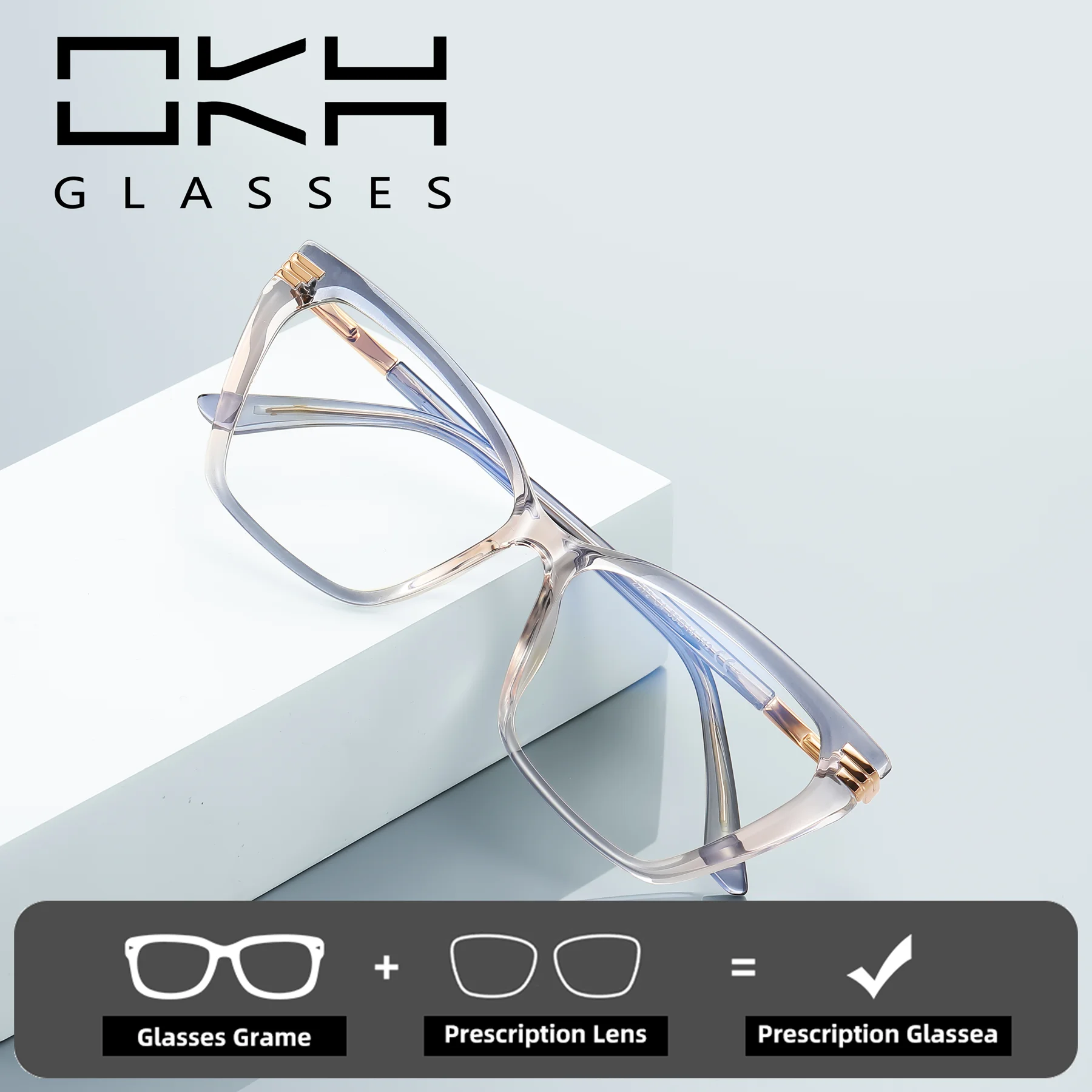 

OKH New Design TR90 Women Blue Light Blocking Glasses Optical Lenses Eyeglasses Myopia Reading Customizable Prescription Eyewear