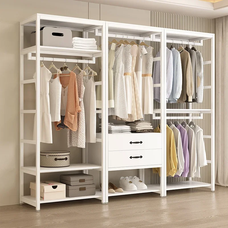 Walkin – étagère de vestiaire, assemblage de plafond, double couche, cadre métallique, vêtements ouverts