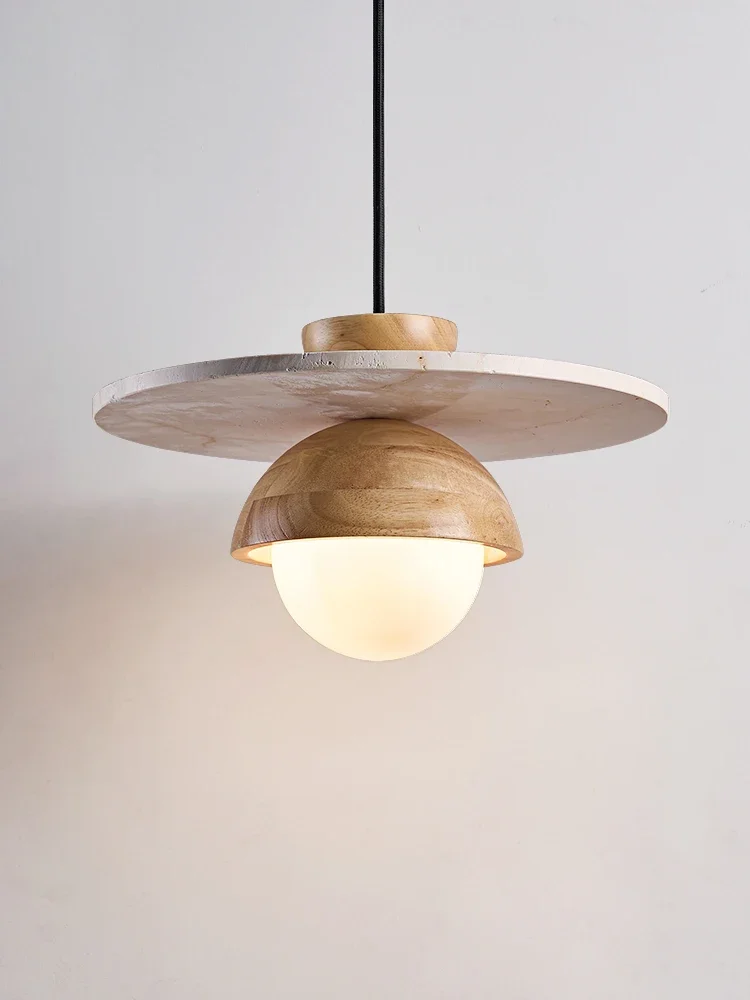 

Japanese Style Led Pendant Lamp Small Bedroom Bedside Chandelier Stone Log Wood Color Replace Bulb for Desk Restaurant Home