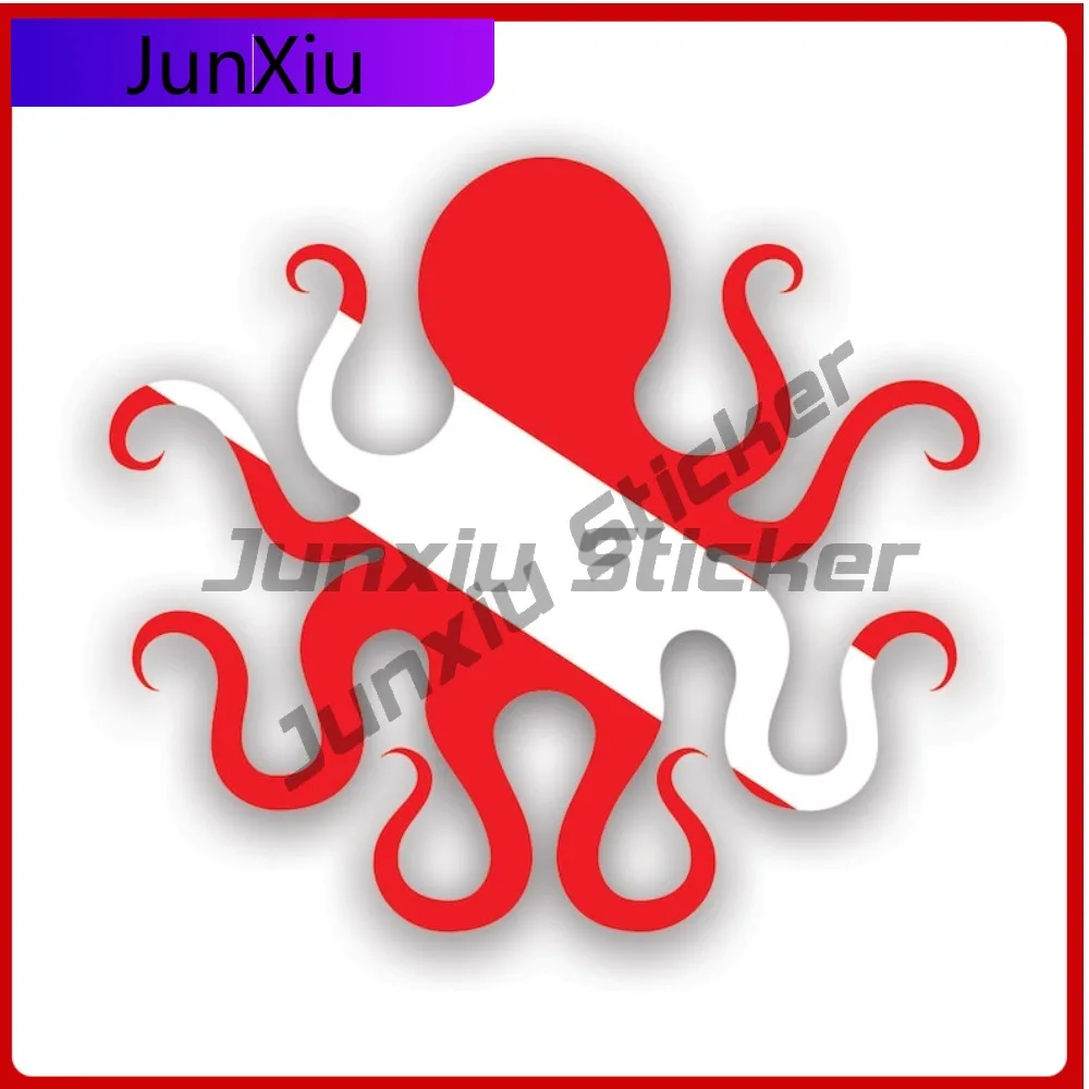 

Octopus Shaped Scuba Flag Stickerwaterproof Outdoor Cool Bumper Waterproof Vinyl Decal For Suvs Fun Protection Fun Protection