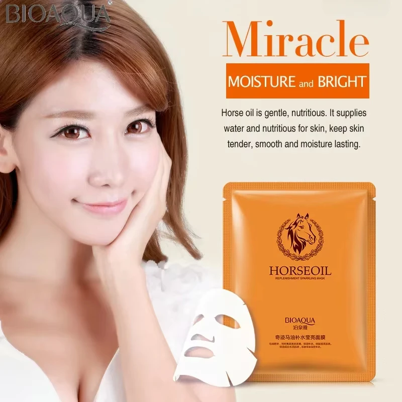 Bioaqua Horse Oil Essence Face Mask Hydrating Moisture Oil Control Facial Magic Mask Face Care