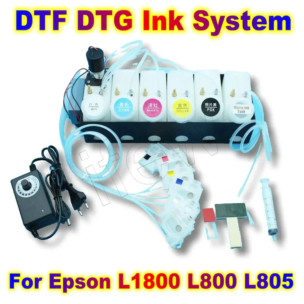 L1800 DTF Modify CISS Kit DTF Timer Ink System For Epson L800 L805 DTG External Waste Ink Tank White Ink Tank With Mixer Stirrer