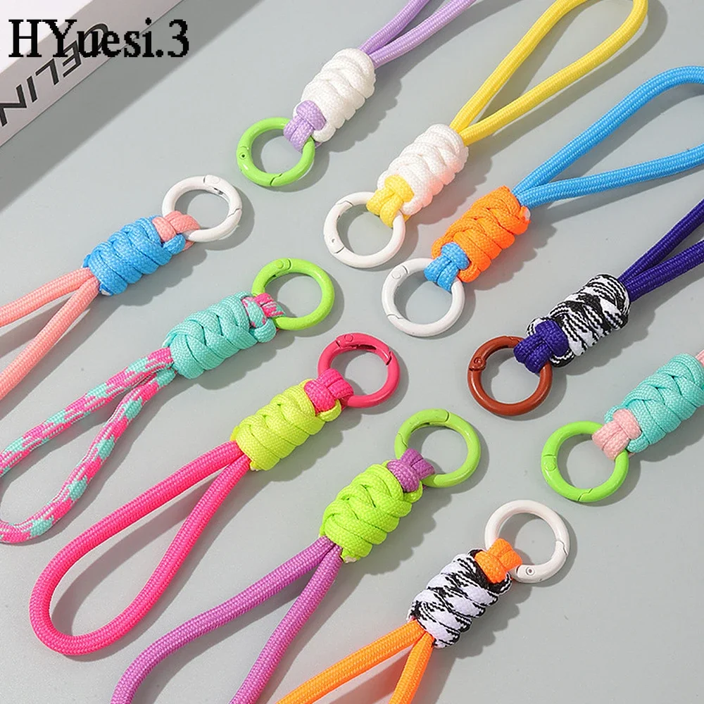 Bunte geflochtene Lanyard Schlüssel bund Unisex Anti-Lost Armband Paracord mit Schlüssel ring für Telefon kamera u Disk Flasche Zubehör