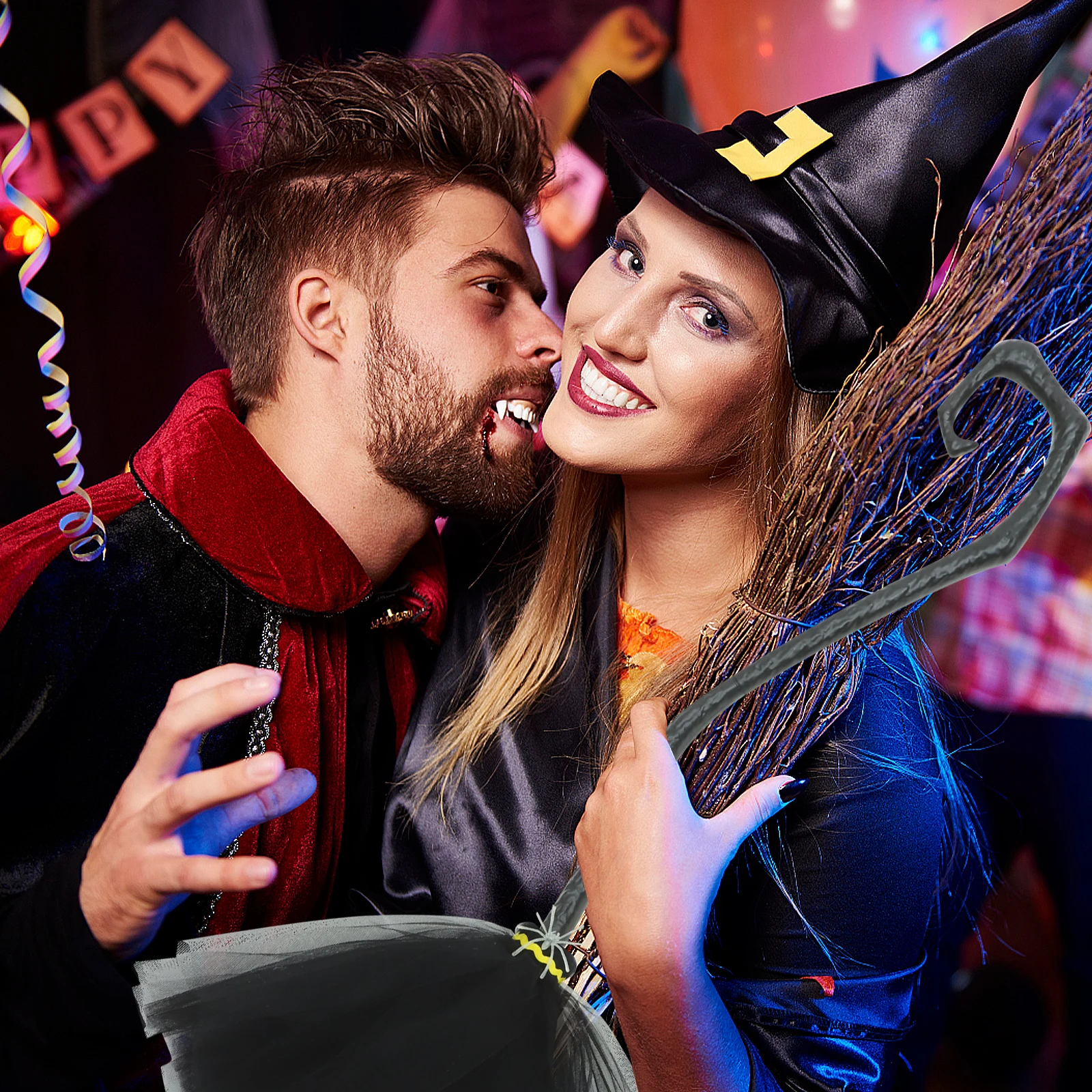 Balai de sorcière en plastique noir, décor d'halloween, balai de sorcière, accessoire de fête, Costume d'intérieur pour enfant, Festival de scène Cosplay