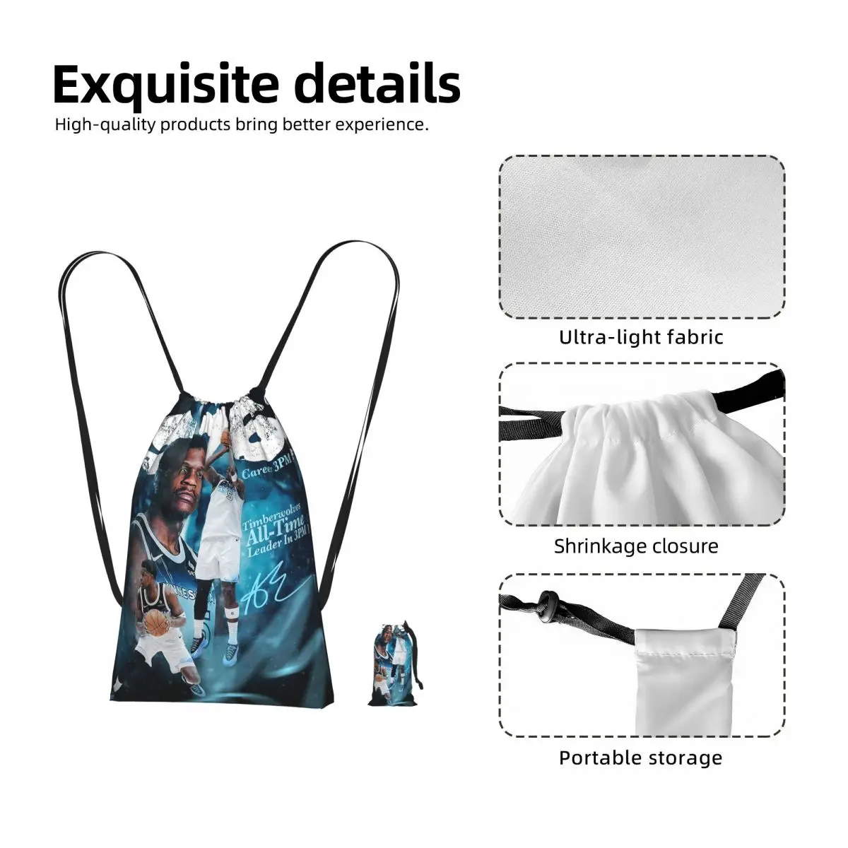 Minnesota Timberwolves Ant Keeps Breaking Anthony Edwards Drawstring Backpack Sports Gym Bag Travel Drawstring Bag for Men Women