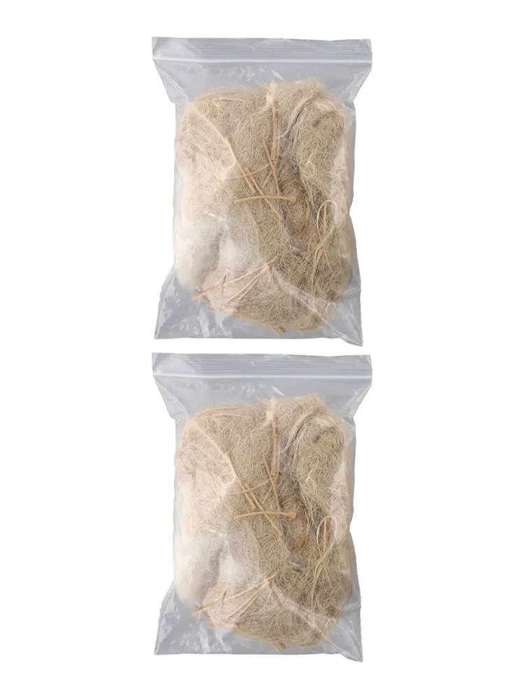 2 Pack 80g Jute Nesting Materiaal Nest/Fiber Volière Vogels Kanaries Vinken Nest Gevuld Gras Vogelkooi Accessoires decoratie