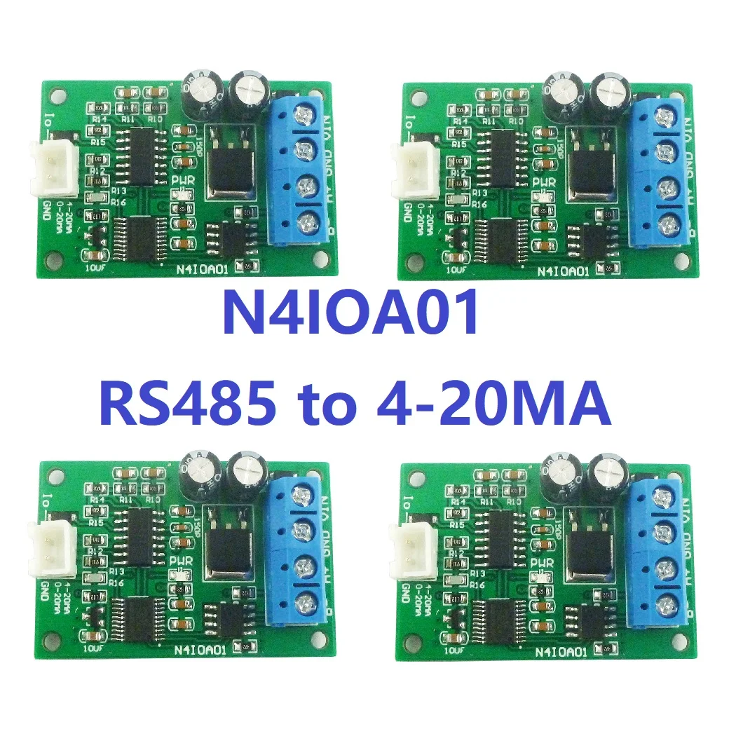 

4x N4IOA01 12V 24V 4-20MA 0-20MA Signal Generator PWM to Current Analog Converter DAC Module RS485 Modbus RTU 03 06