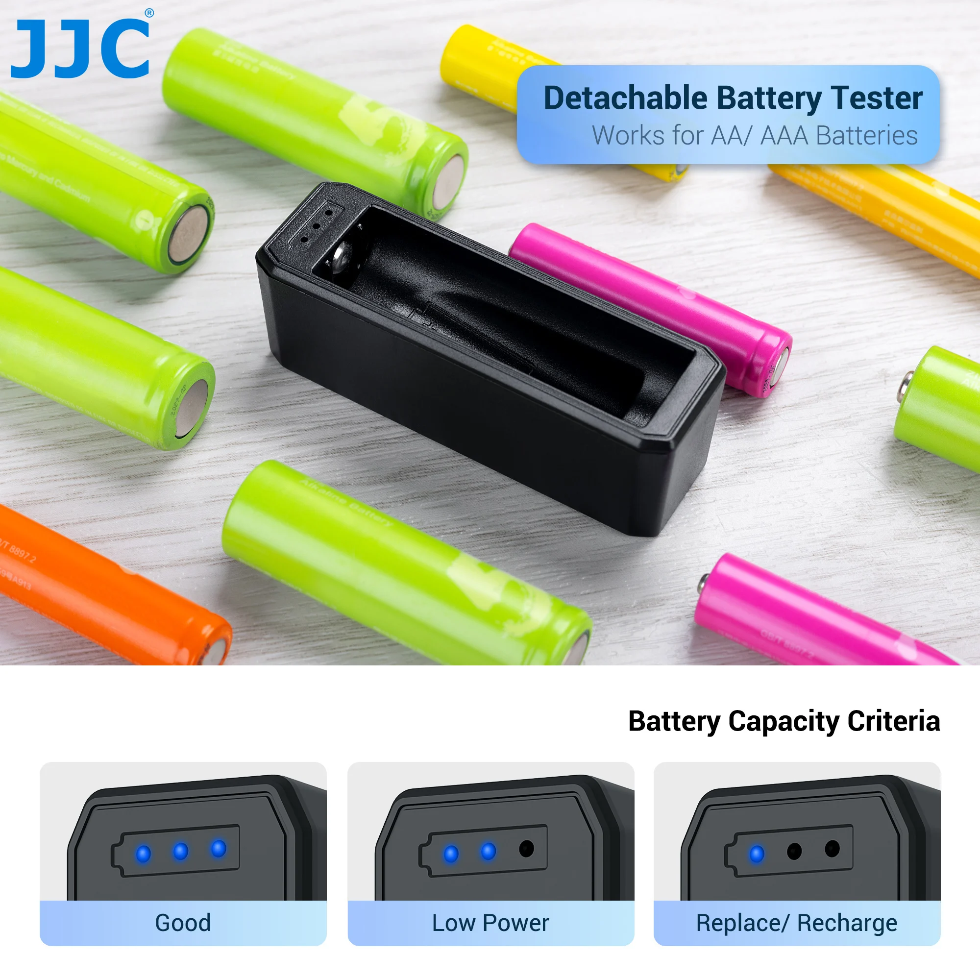 Custodia per batteria JJC 18650 custodia per batteria AA AAA con Tester per batteria custodia per batteria impermeabile custodia per chiavetta USB