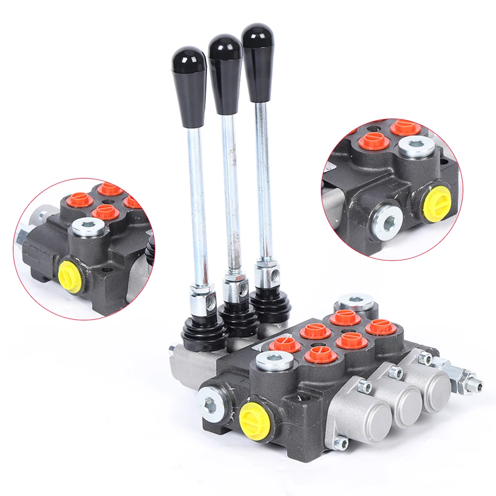 3 Spool P40 Hydraulic Directional Control Valve, Manual Operate 13GPM