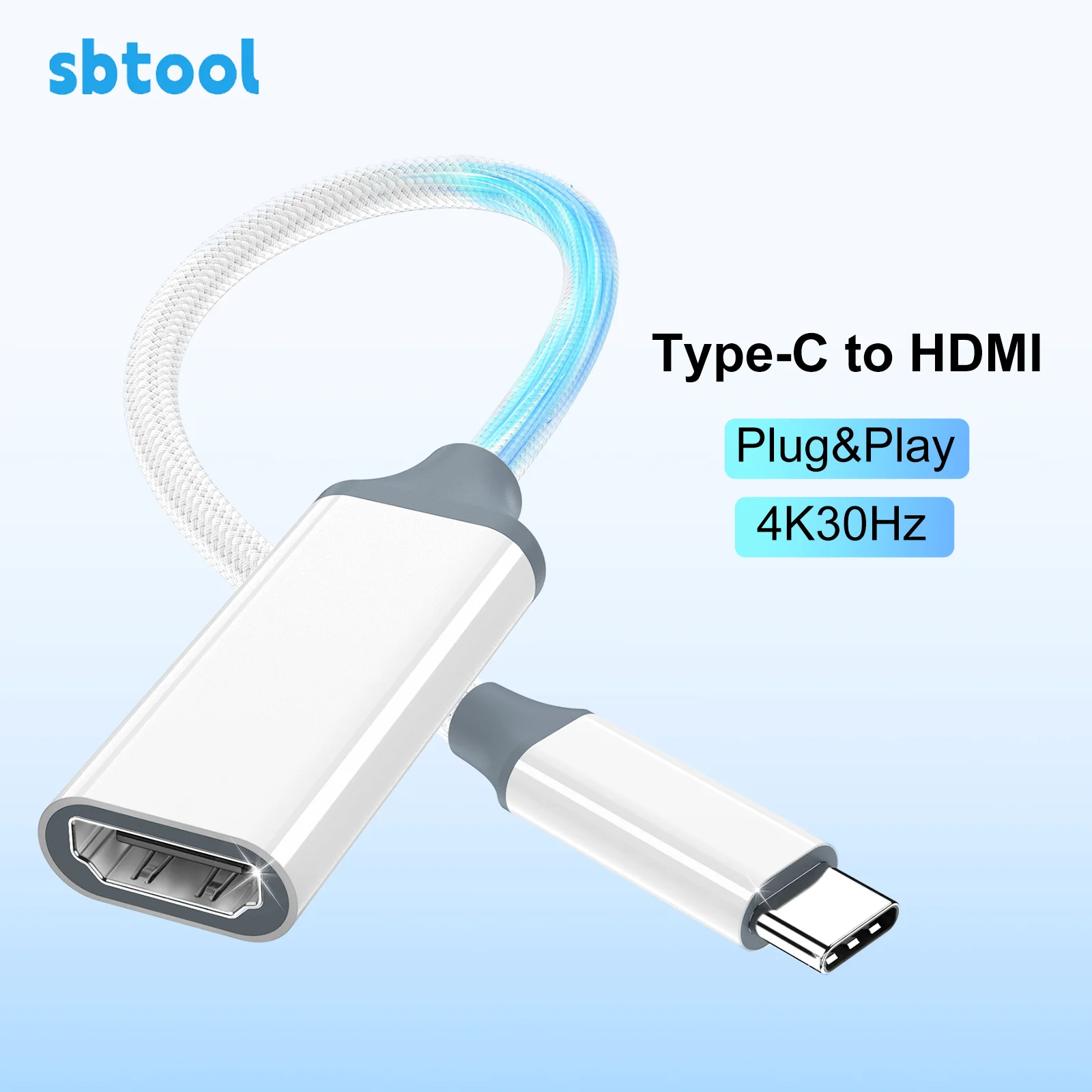 USB C to HDMI Female Extension Cable 4K@30Hz HD Video Adapter for Phone Laptop Monitor TV