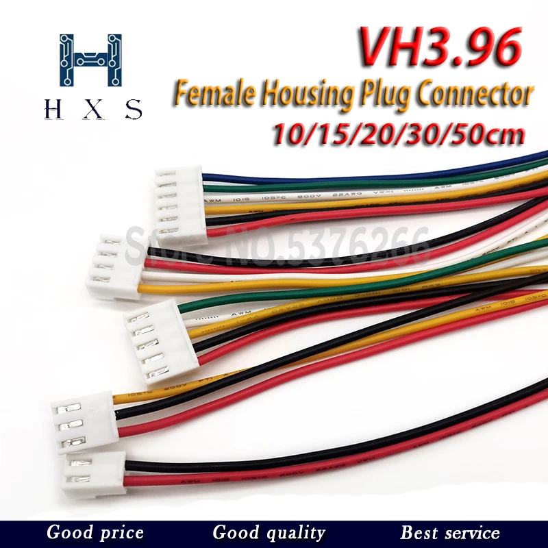 10PCS JST VH3.96 VH 3.96mm Female Housing Plug Connector Wire Cable 2 3 4 5 6 7 8 9 10 12Pin 22AWG Wire 10/15/20/30/50cm Lengt