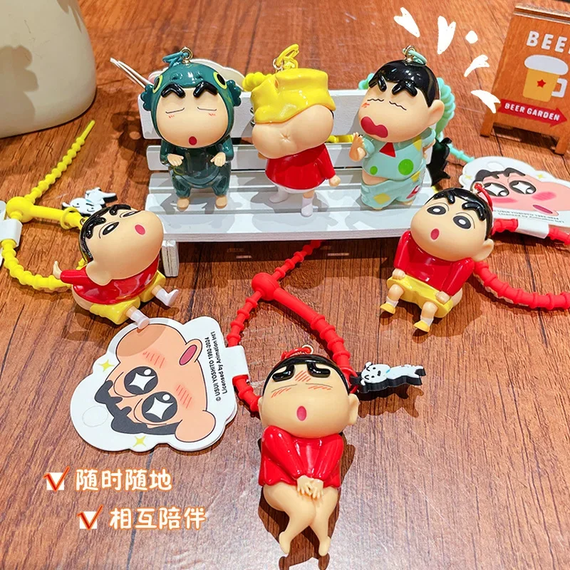 Nieuwe Cartoon Shin Chan Figuur Anime Sleutelhanger Speelgoed Anime Kawaii Meisjes Jongens Pop Rugzak Auto Hanger Verjaardagscadeaus Groothandel