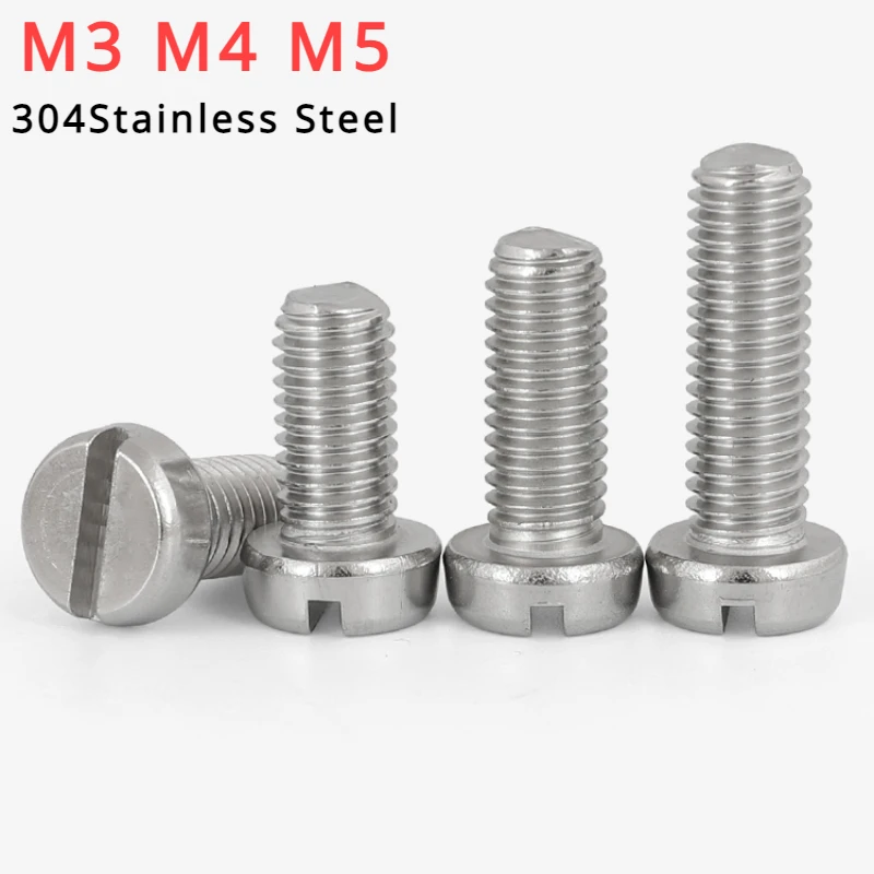 

304 Stainless Steel Slotted Cylindrical Head Screw Slotted Screw M3 M4 M5