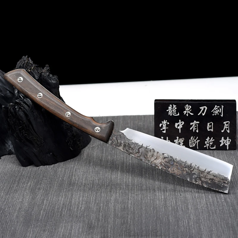 9 Inch Wood Chopper Knife Spring Steel Blade Hatchet Machete Longquan Kitchen Knives Bone Poultry Tools Handmade China Messer