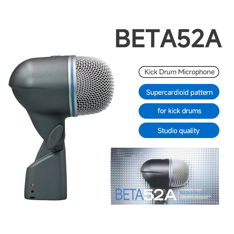 

Beta52A Instrument Microphone Beta 52A Dynamic Kick Drum Wired Microfone Supercardioid MIC Connector Base for beta 52a