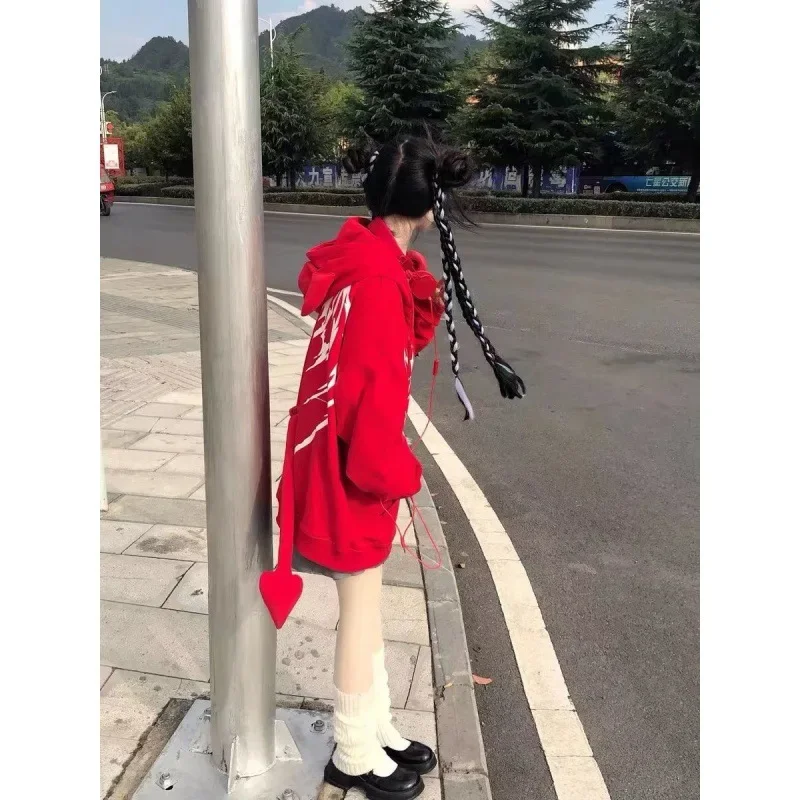 Autumn Pullovers Gothic Harajuku Zip Up Hoodies Women Goth Tops Japanese Streetwear Kawaii Hooded Sweatshirt Y2k