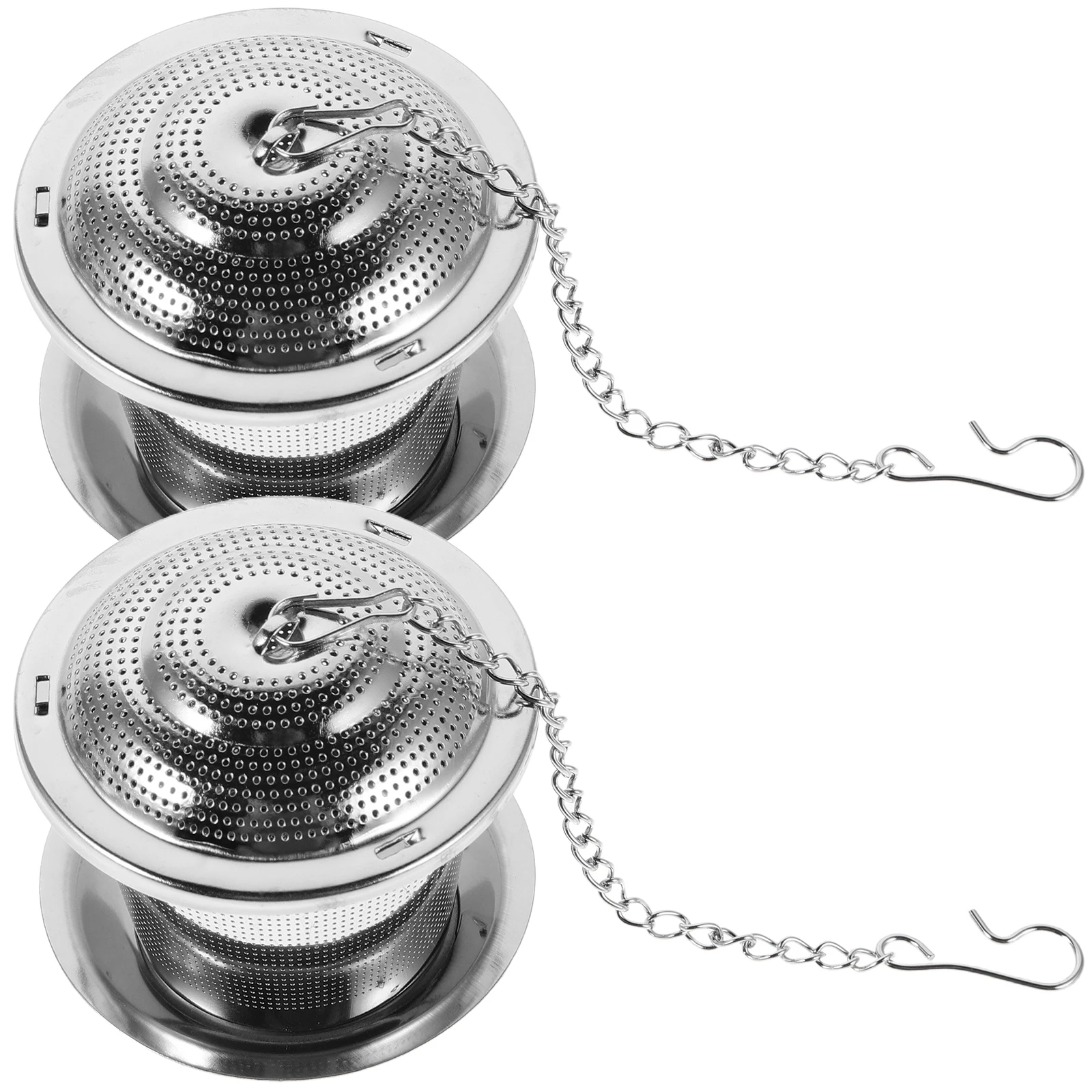 

2pcs Stainless Steel Infuser Filter Mesh Strainer Fine Loose Leaf Tea Ball Reusable Mug Pot Brew Tool Strainer With Lid Chain