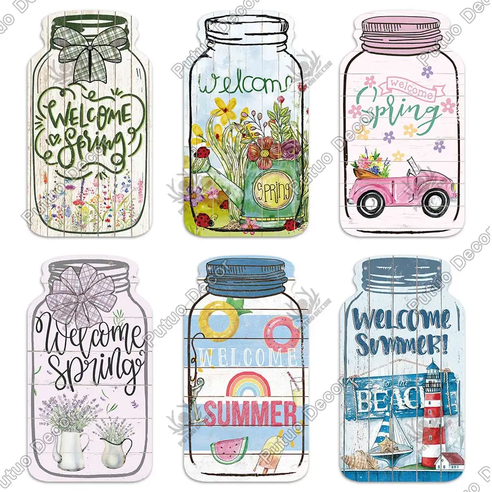 علامات حائط خشبية على شكل جرة ماسون ديكور من بوتو، لوحات الطقس، ديكور منزلي ريفي، ديكور المزرعة، علامة ترحيب #4