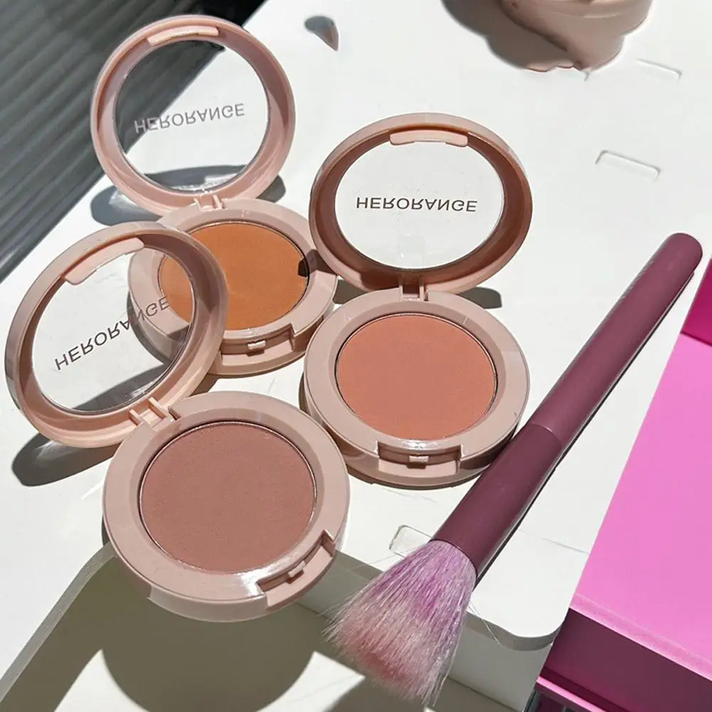 HerorangeHR402 Serbuk Serbuk Monokrom Kalis Air Panjang Tahan Lama Plat Peach Orange Kabus Lembut Lembut Matte Semulajadi Blush
