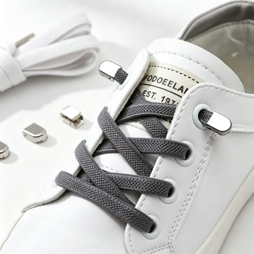Quick Install Flat Elastic Lazy Shoelaces No Tie Design Universal Shoe Accessory Fit for Kids Adults Casual Sneaker Footwear