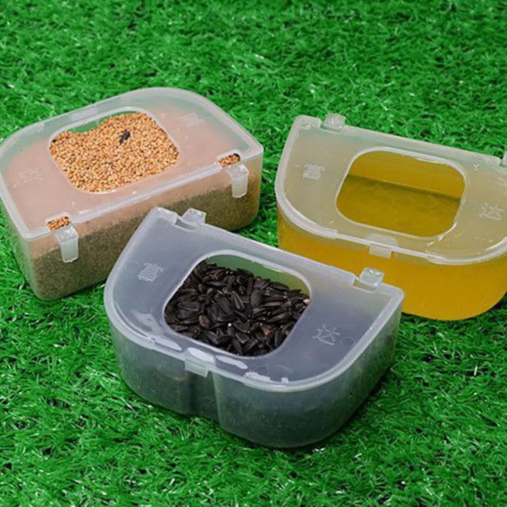 

2Pcs Clear Bird Cage Feeder Hanging Bird Feeding Cup Reusable Pigeon Supplies Spill-Proof Food Holder for Indoor Birds Portable