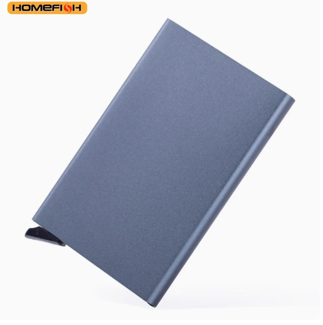 HOMEFISH Metal Card Holder – Slim Aluminum Mini Wallet and Coin Purse for Men and Women, Black – view 5