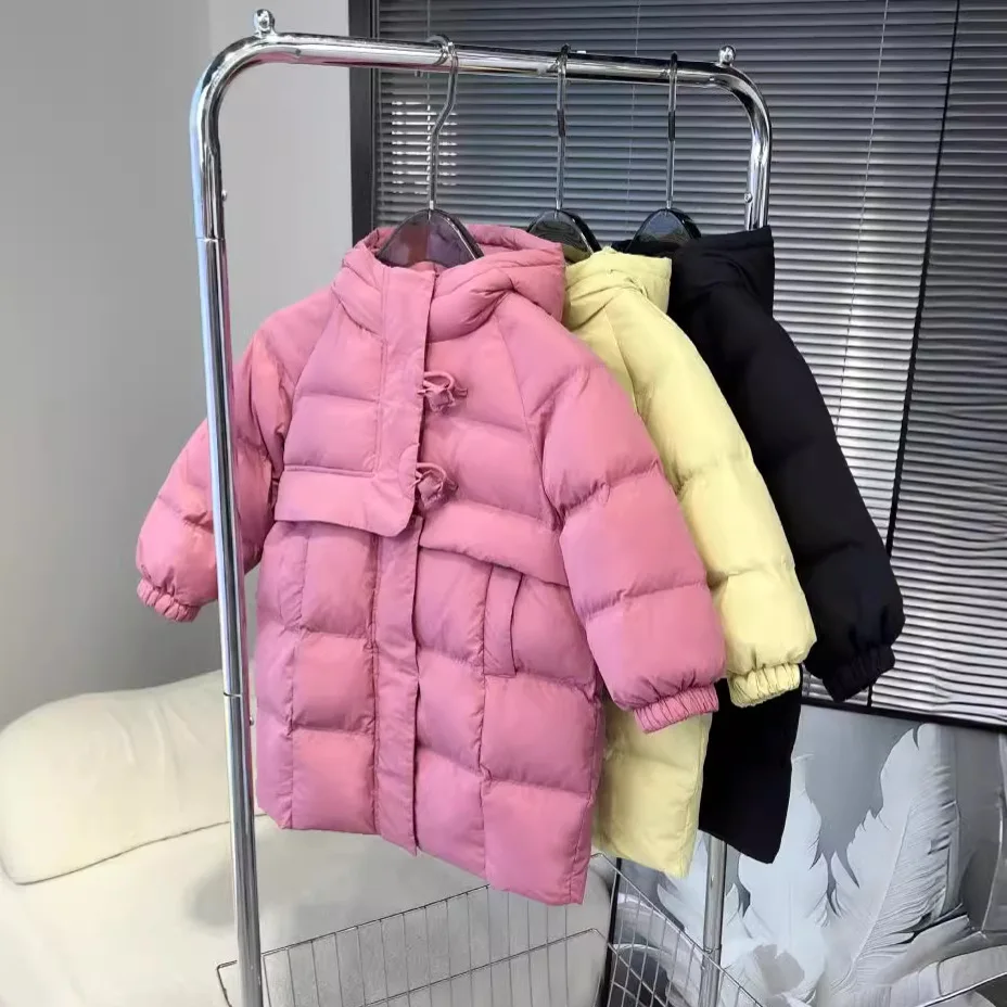 

2024 Autumn winter children's new baby girls' clothes long thick warm coat