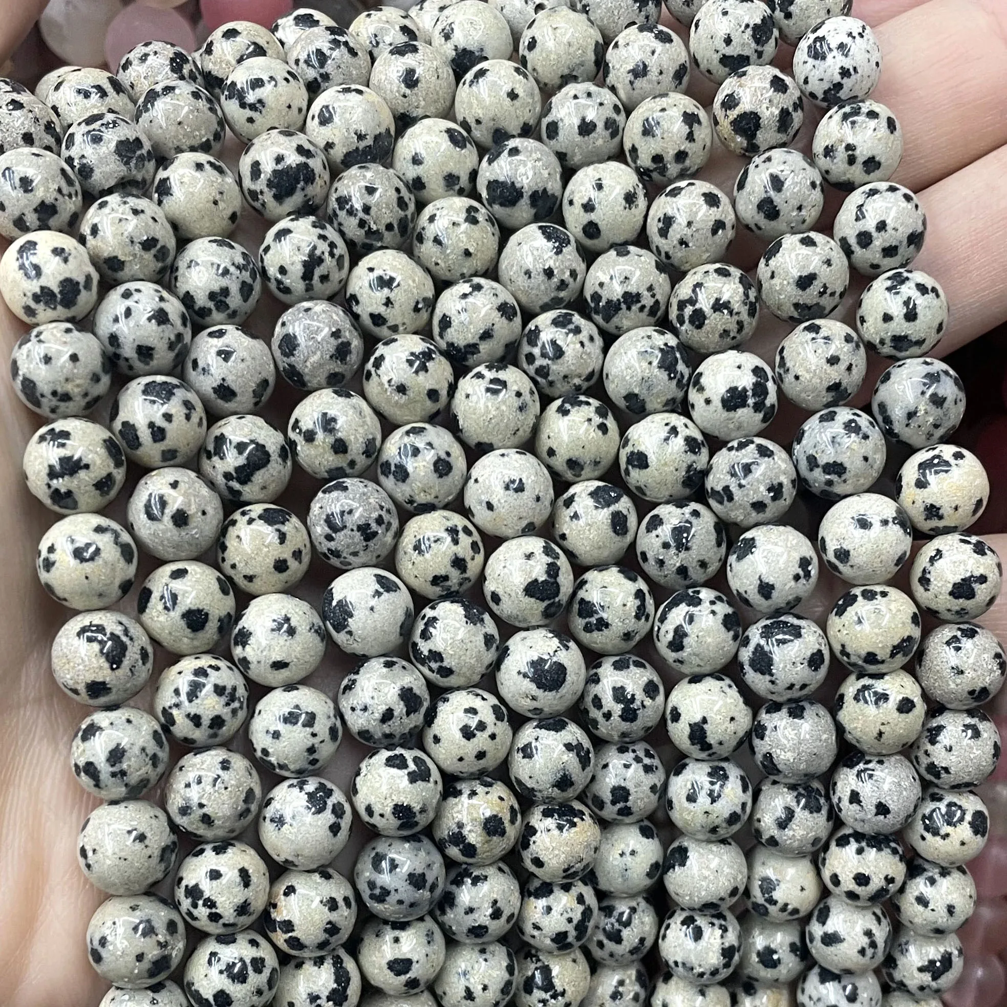 الدلماسية جاسبر الحجر الطبيعي مكعب مستدير الأوجه Rondelle فضفاض خزر عازل لصنع المجوهرات السحر أساور يدوية قلادة