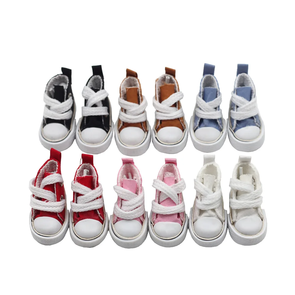 1 Para 3,5 cm Lalka Moda Mini Płócienne Buty Mini Kawaii Fashion Casual Doll Canvas Shoes Kolorowe Śliczne Mini Płócienne Buty Dla Lalek