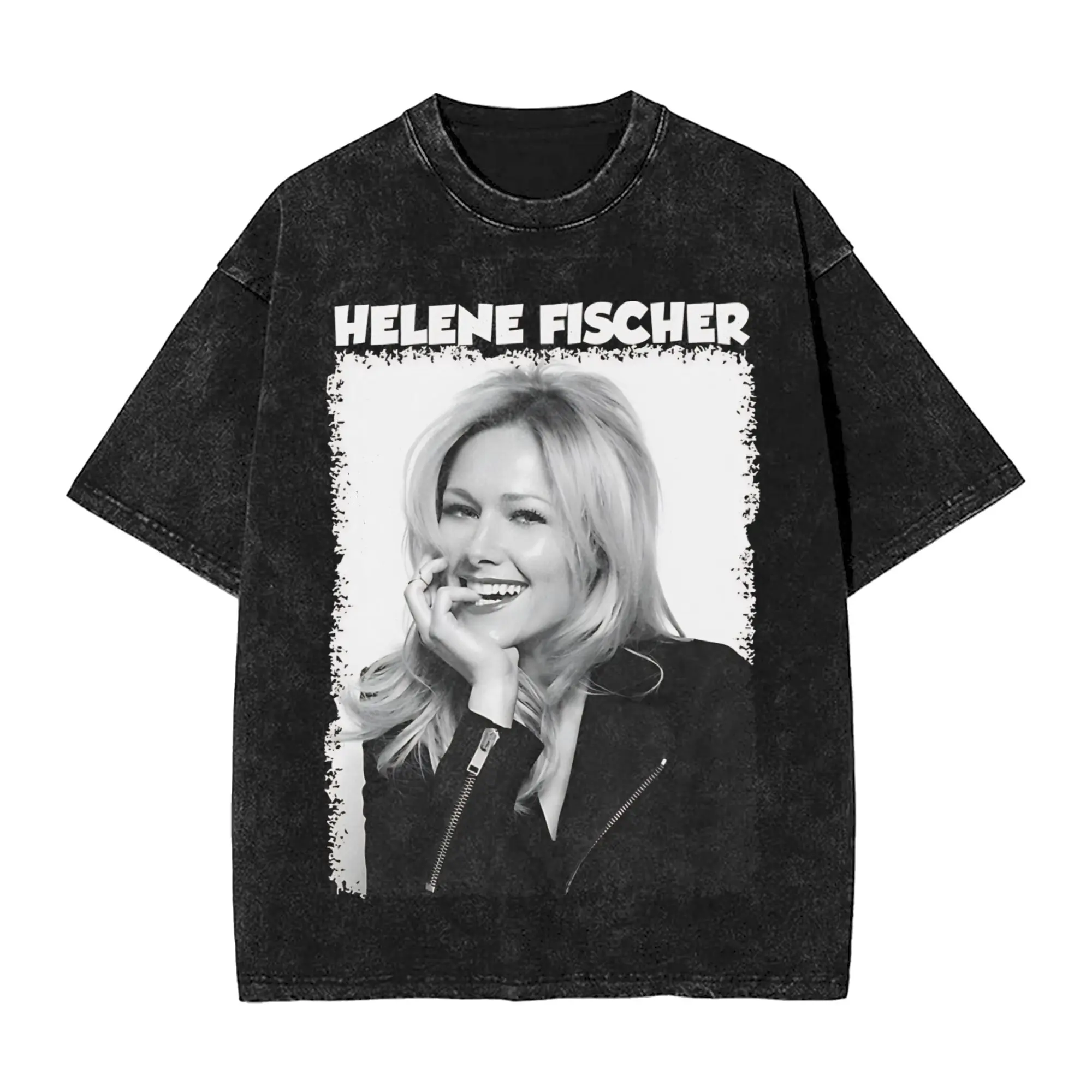Helene Fischer   Vintage Washed T-Shirts for Men Women Singer Novelty Cotton Tees O Neck Short Sleeve T Shirts Plus Size Tops