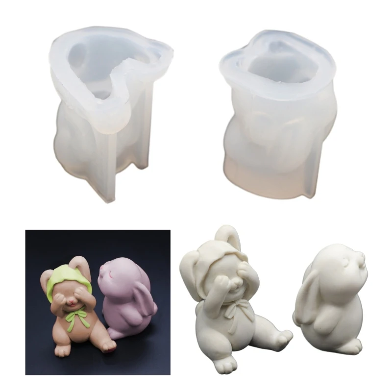 R3MC Rabbit Silicone Mold 3D Bunny Scented  Mould for Wax  Making